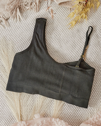 Royalfashion Soutien-gorge côtelé pour femme avec bretelle décorative