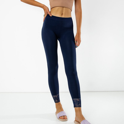 Legging femme bleu marine avec dentelle - Vêtements