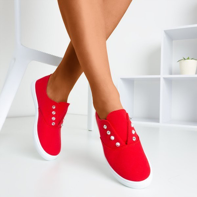 Sneakers rouges avec clous Odila - Chaussures 1