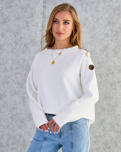 Royalfashion Pull fin pour femme avec décorations sur les épaules