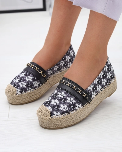 Espadrilles florales noires Azzaxi- Footwear
