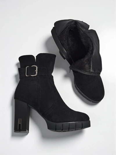 Bottines femme en éco-daim à talons épais Liravie