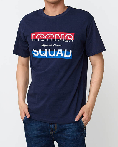 T-shirt homme bleu marine avec imprimé - Vêtements
