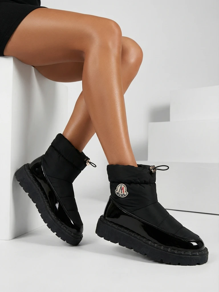 Royalfashion Bottes de neige à enfiler pour femme de couleur noire Ireda