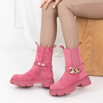 OUTLET Bottines rose foncé en éco daim Quon- Footwear