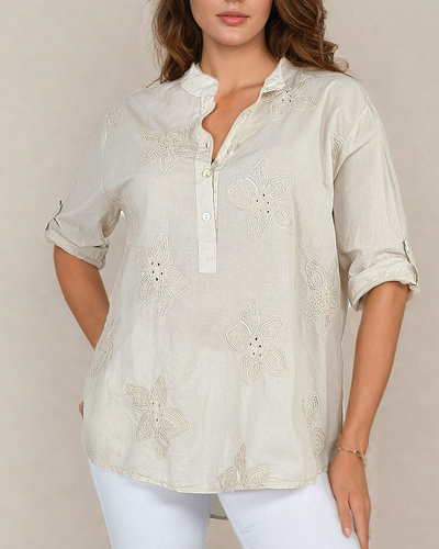 Royalfashion Chemise oversize brodée pour femme
