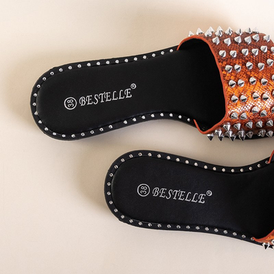 Chaussons femme orange avec clous et jets Maurella - Footwear