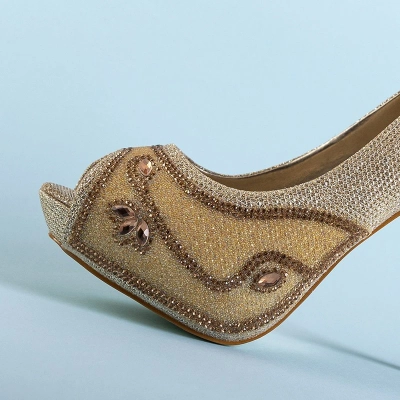 Escarpins femme dorés avec ornements Maniza - Footwear