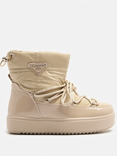 Royalfashion Bottes à enfiler pour femmes bottes de neige a'la en marron clair Vevnose