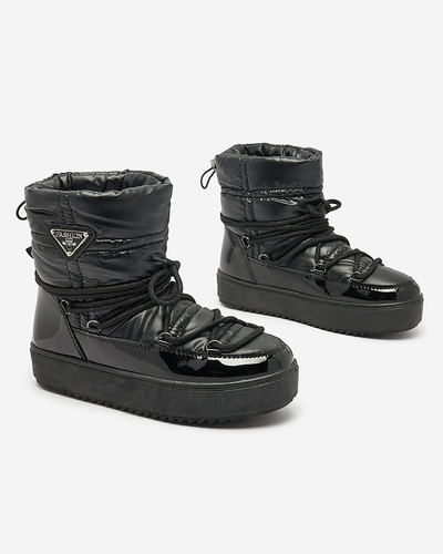 Royalfashion Bottes de neige pour femmes noires à enfiler Galebda
