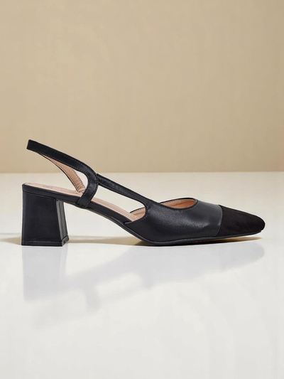 Royalfashion Escarpins pour femmes à talons bas avec bout décoratif Eleganzo