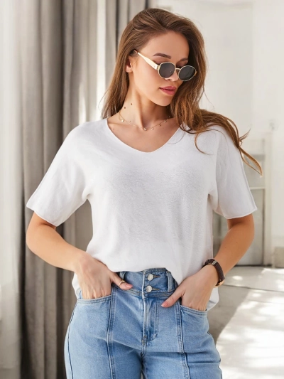 Royalfashion Pull féminin fin à manches courtes