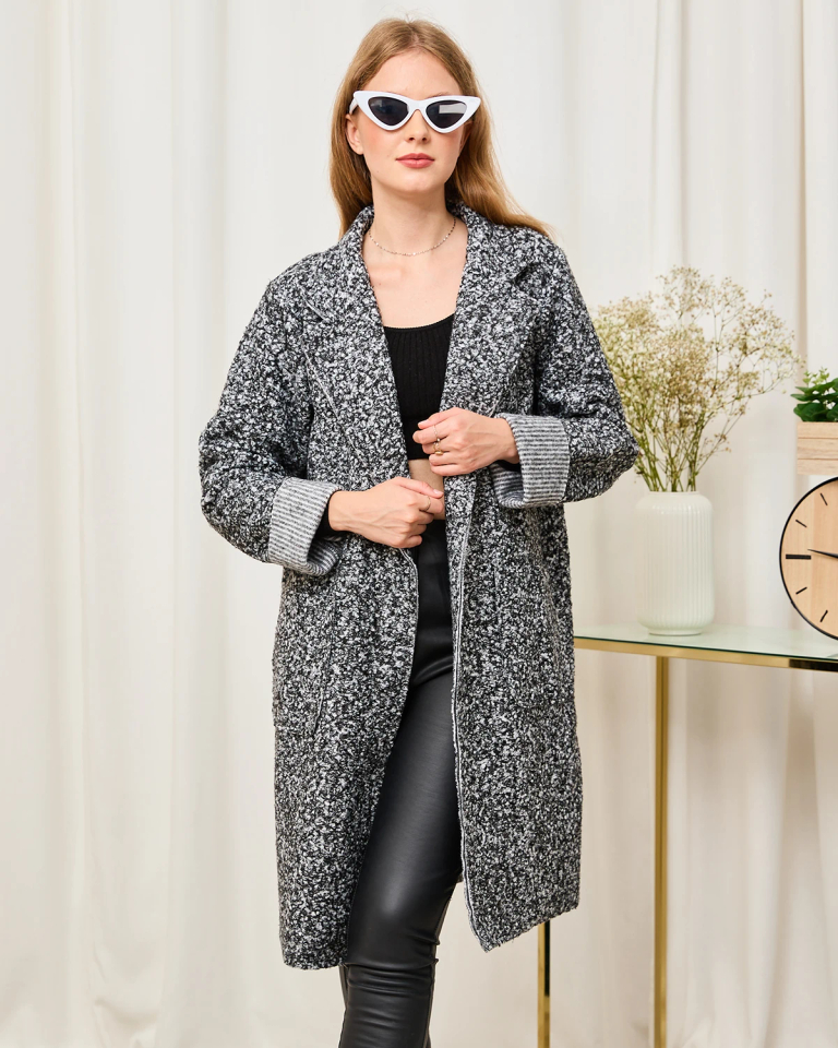 Royalfashion Manteau femme en peau de mouton gris