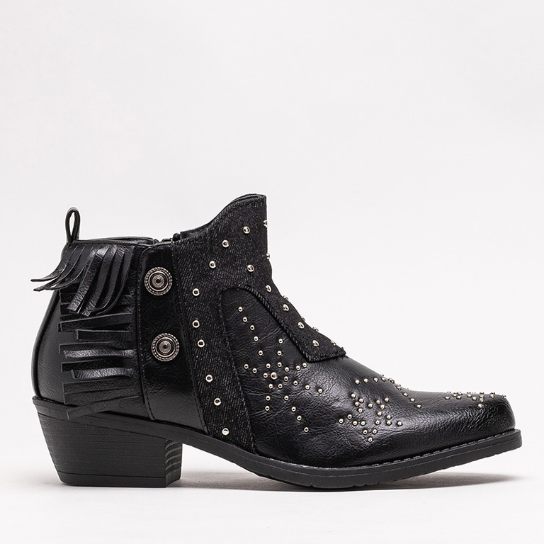 Bottines pour femmes noires avec jets et franges Sharon - Footwear