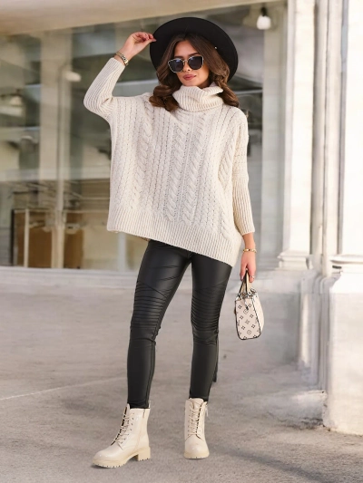 Royalfashion Pull à col roulé pour femme