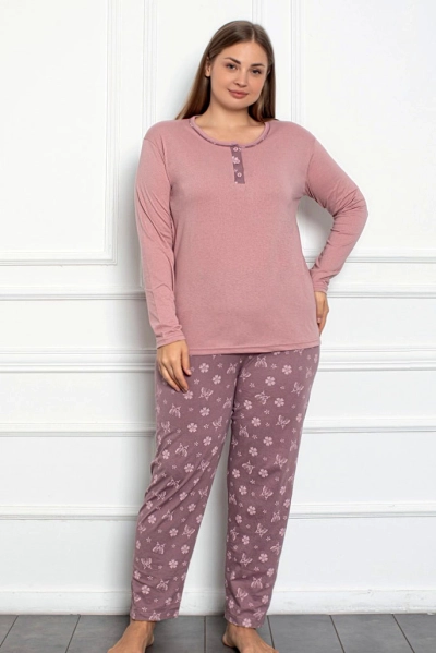 Royalfashion Pijamas en Coton pour Femmes en 2 Pièces Imprimé Papillon TAILLE PLUS