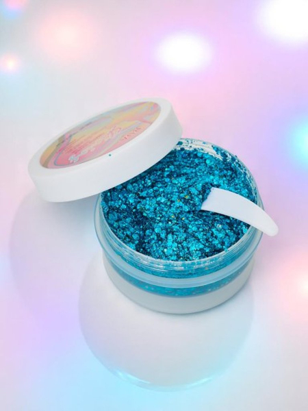 Gel pailleté pour la décoration du visage de couleur turquoise