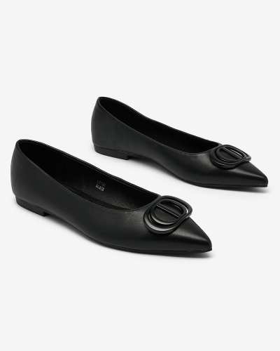 Royalfashion Ballerines noires à bout pointu pour femme avec embellissement sur le nez Manixy
