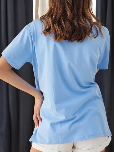 T-shirt en coton Royalfashion pour femmes LOVE avec strass