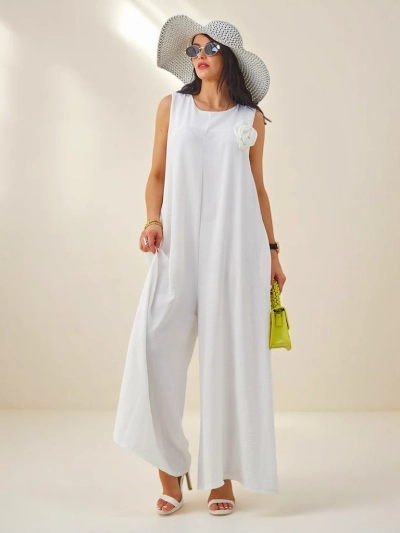 Artemisia Eleganza – Combinaison maxi blanche en viscose à bretelles pour femme