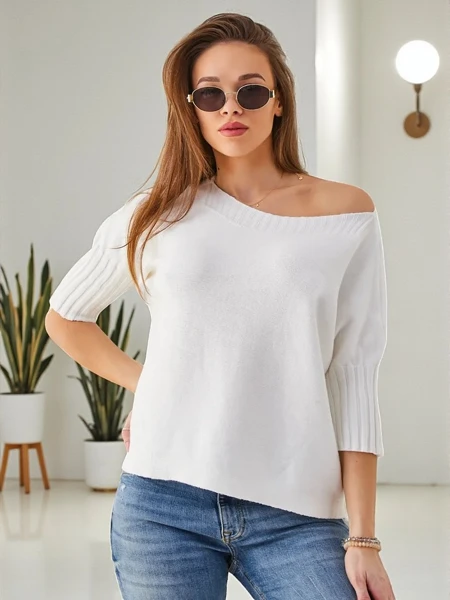 Pull en viscose pour femmes Royalfashion avec manches courtes