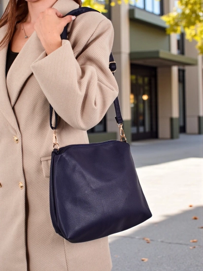 Grand sac cabas pour femmes 2 pièces en cuir écologique Hollow Grace