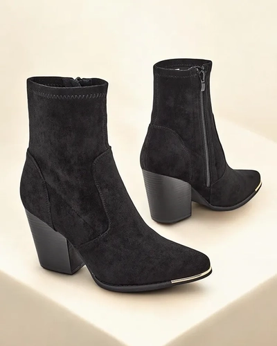 Royalfashion Bottes de femme en éco-suède à talon aiguille Gris