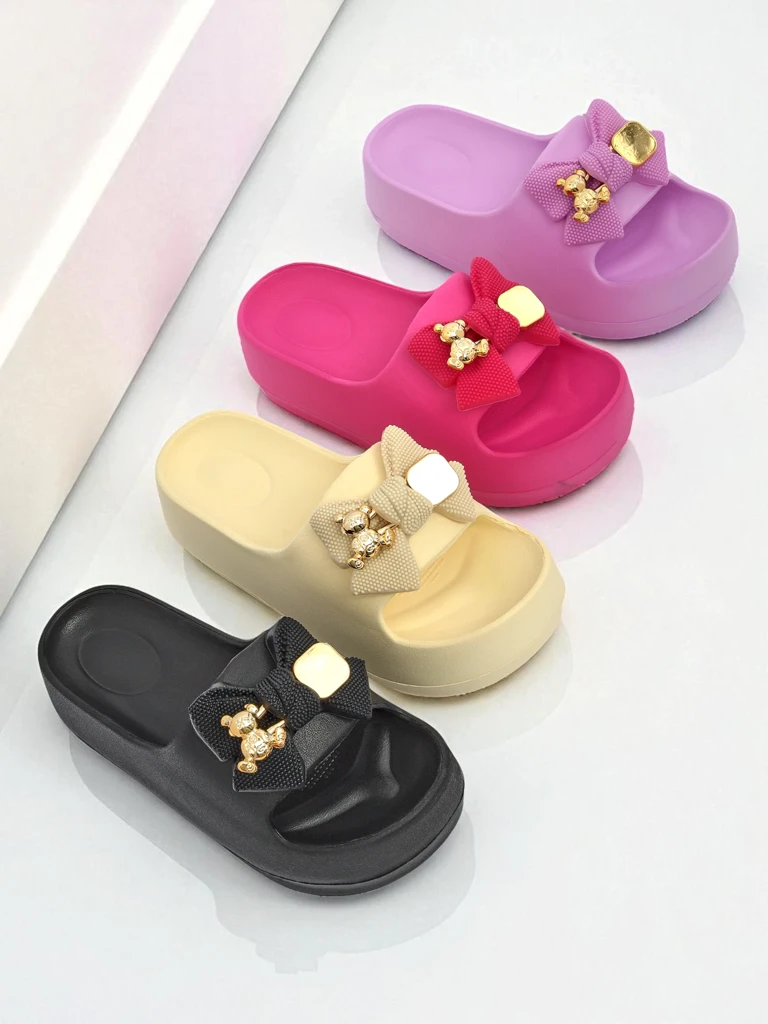 Royalfashion Tongs en caoutchouc pour femme avec nœud décoratif Alday