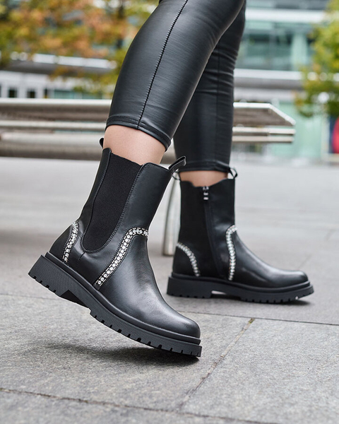 Royalfashion Bottes hautes pour femmes avec cristaux Seysiella