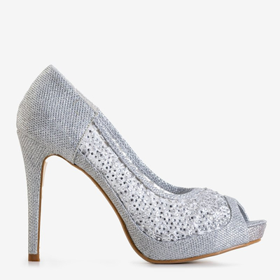 Talons hauts pour femmes en brocart argenté avec zircone cubique Andesa - Footwear