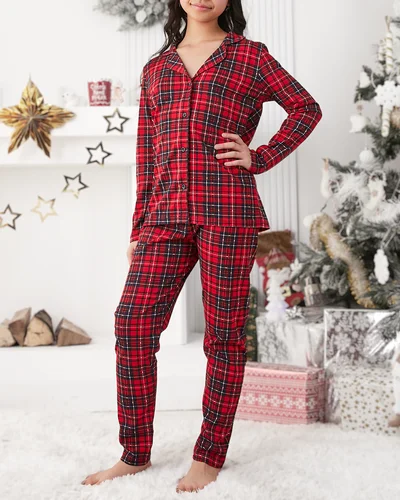 Pyjama en coton à carreaux pour enfants Royalfashion Noël