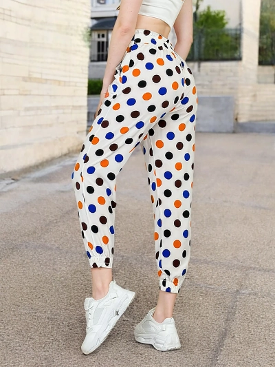 Royalfashion Pantalon en tissu à pois pour femme