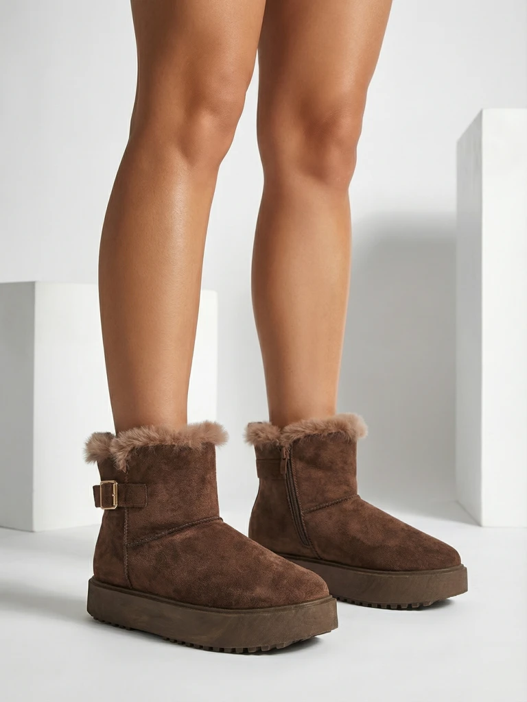 Royalfashion Bottes courtes style bottes de neige pour femmes Winter Crest