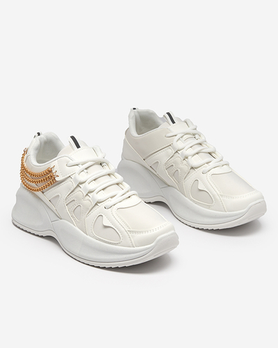 Baskets blanches pour femmes avec semelle compensée cachée et chaîne Kermona - Footwear