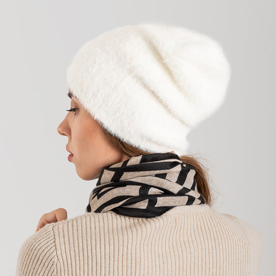 Chapeau de fourrure blanc pour femme avec zircone cubique - Casquettes