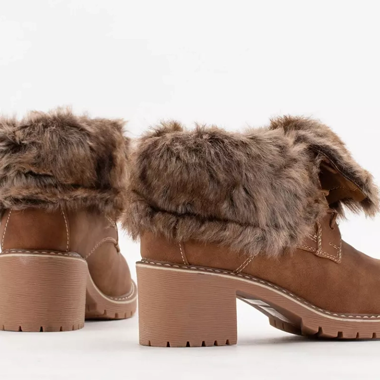 OUTLET Bottines à lacets femme marron sur tige basse Kalera - Chaussures