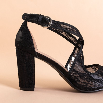 Sandales en dentelle noire pour femmes sur le poteau Lorika - Footwear