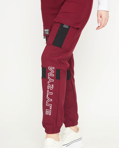 Pantalon cargo femme marron avec inscriptions - Vêtements