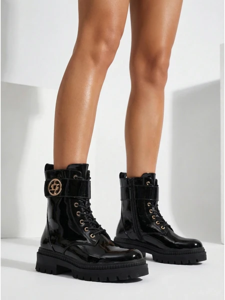 Bottines vernies pour femmes en cuir écologique Eulin