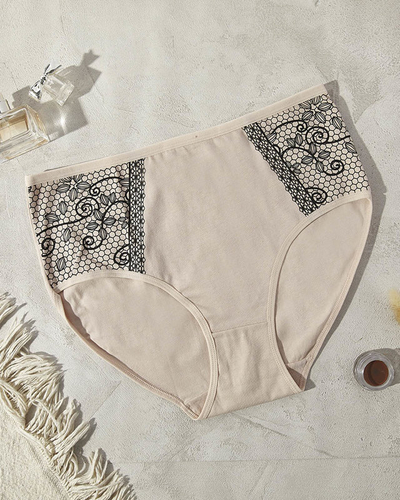 Culotte pour femme en coton beige avec motif TAILLE PLUS - Sous-vêtements