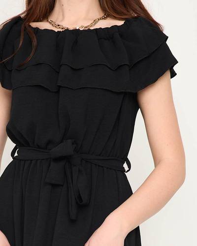 Robe noire pour femme à volants à l'espagnole - Vêtements