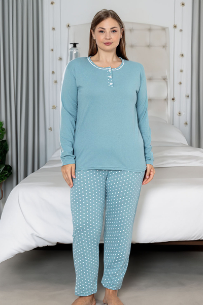 Royalfashion Pajama Femme en Coton 2 Pièces à Pois TAILLE PLUS