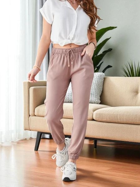 Pantalon en Élégance Lyocell Marron