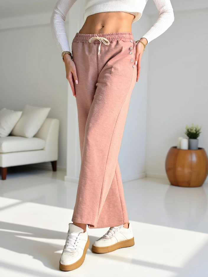 Pantalons de sport larges pour femmes Royalfashion avec des strass