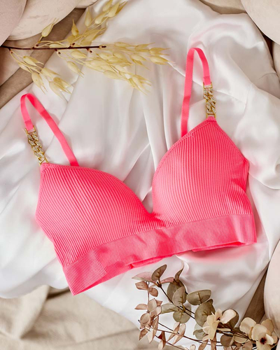Royalfashion Soutien-gorge côtelé pour femme avec bretelles décoratives