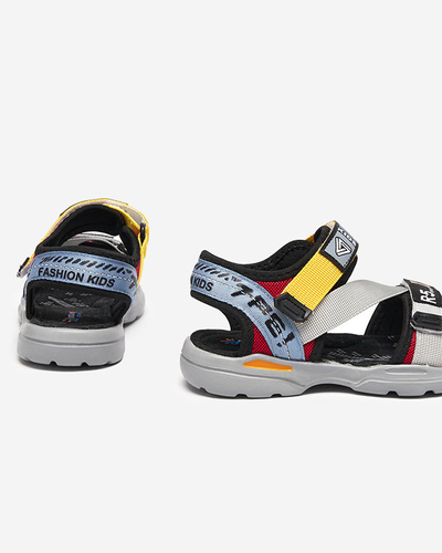 Sandales grises pour garçon avec inserts colorés et inscriptions Reberik - Footwear