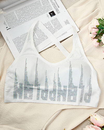 Royalfashion Soutien-gorge de sport pour femme avec zircons