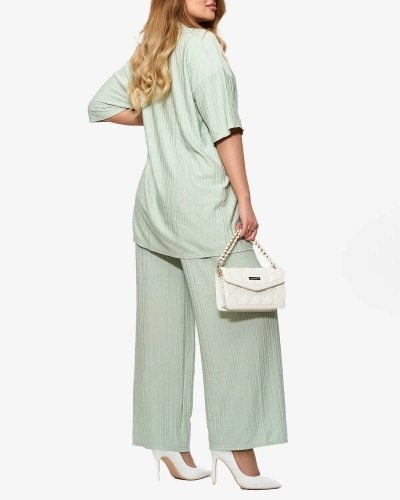 Ensemble côtelé pour femme de couleur menthe - Vêtements