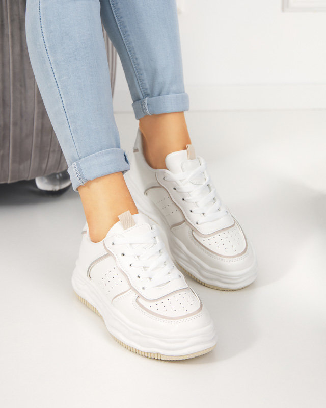 OUTLET Chaussures de sport femme beiges avec empiècements Dekavi - Footwear