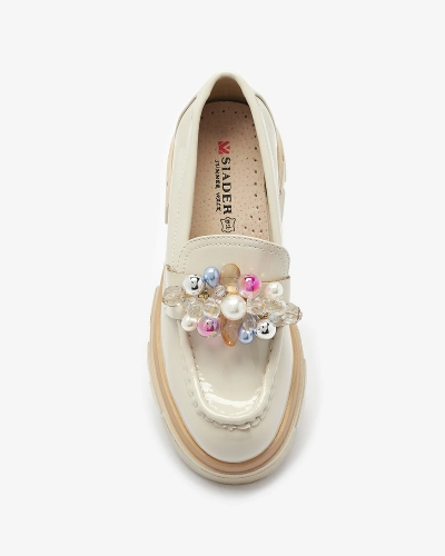 Mocassins beige laqué pour femmes Geloppa- Footwear